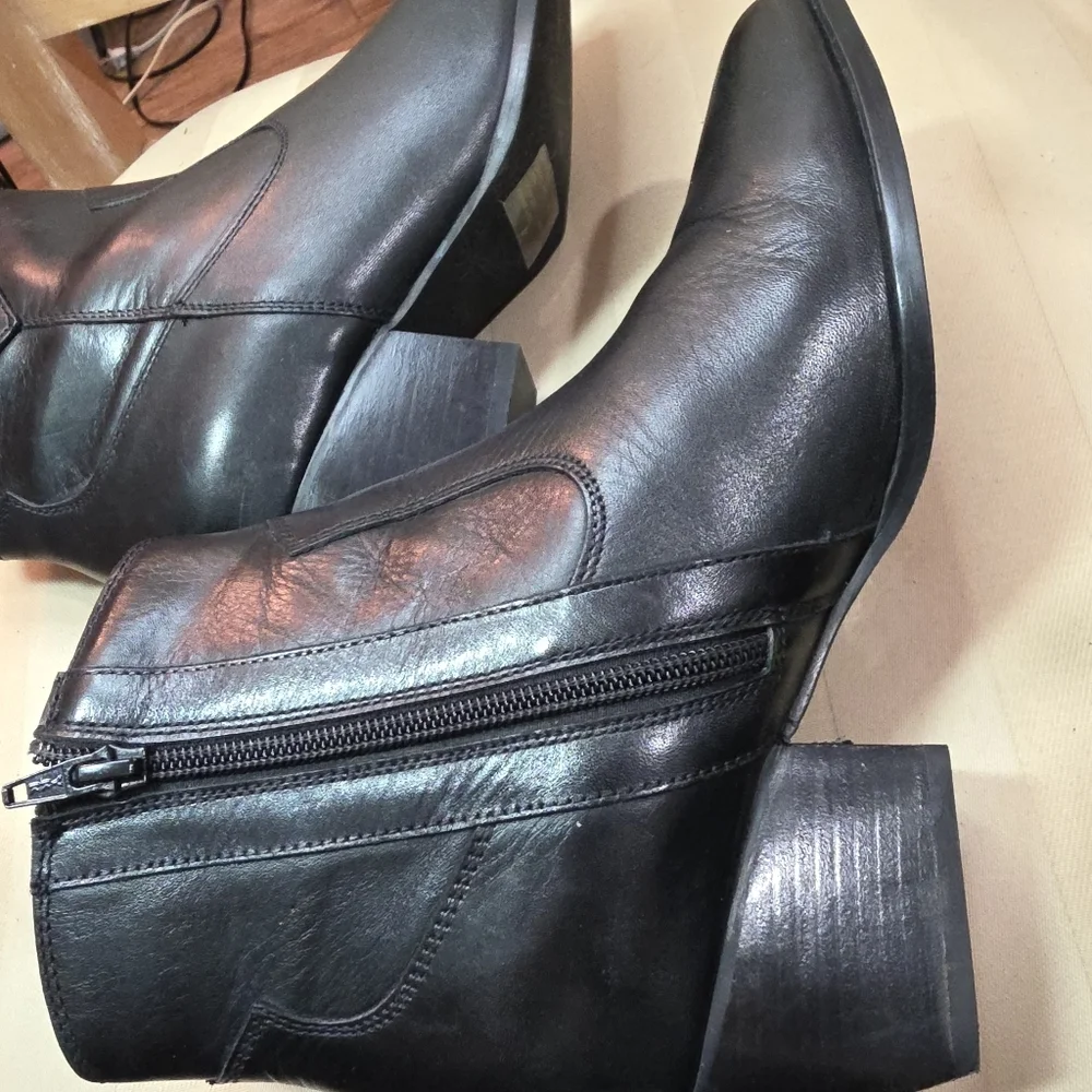 SEYCHELLES BLACK LEATHER UNDER THE STARS WESTERN BOOTIE BOOTS SIZE 8 - Picture 5 of 15